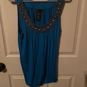 Grace Elements Blue Beaded Women's Blouse